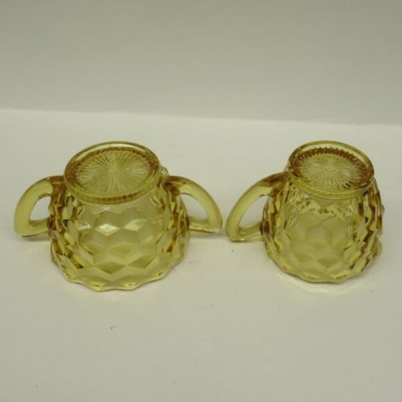 Jeannette Depression Glass Yellow CUBE CUBIST Small Creamer and Sugar Bowl - Picture 4 of 4
